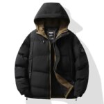 Men's Winter Thickened Hooded down Cotton Jacket 2025 New Style Youth Fashion Cold Resistance Outerwear Standard Fit Zipper C... - Image 2