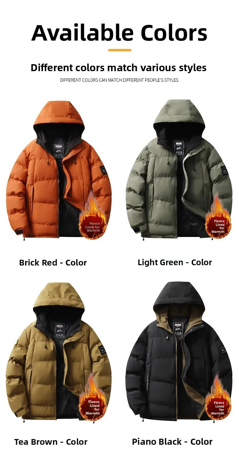 Men's Winter Thickened Hooded down Cotton Jacket 2025 New Style Youth Fashion Cold Resistance Outerwear Standard Fit Zipper C... Men's Winter Thickened Hooded down Cotton Jacket 2025 New Style Youth Fashion Cold Resistance Outerwear Standard Fit Zipper C...