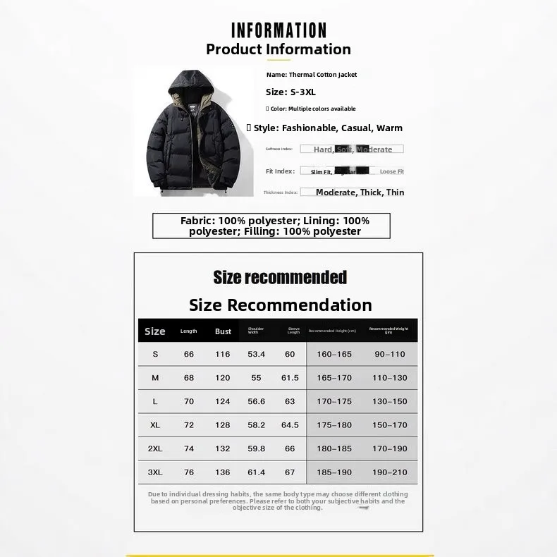 Men's Winter Thickened Hooded down Cotton Jacket 2025 New Style Youth Fashion Cold Resistance Outerwear Standard Fit Zipper C... Men's Winter Thickened Hooded down Cotton Jacket 2025 New Style Youth Fashion Cold Resistance Outerwear Standard Fit Zipper C...