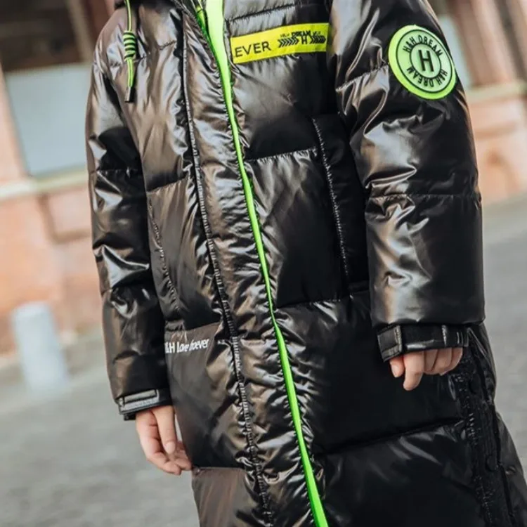 Boys Mid-Length Glossy Down Jacket Fleece Lined Thermal 2025 Winter New Stylish Big Boys Cotton Coat Boys Mid-Length Glossy Down Jacket Fleece Lined Thermal 2025 Winter New Stylish Big Boys Cotton Coat