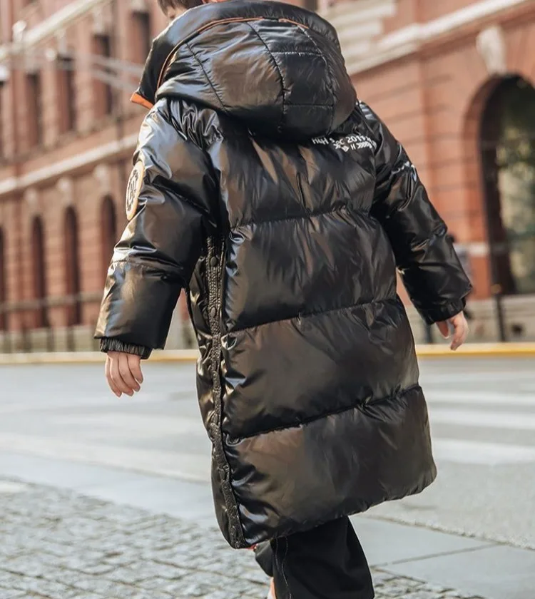 Boys Mid-Length Glossy Down Jacket Fleece Lined Thermal 2025 Winter New Stylish Big Boys Cotton Coat Boys Mid-Length Glossy Down Jacket Fleece Lined Thermal 2025 Winter New Stylish Big Boys Cotton Coat