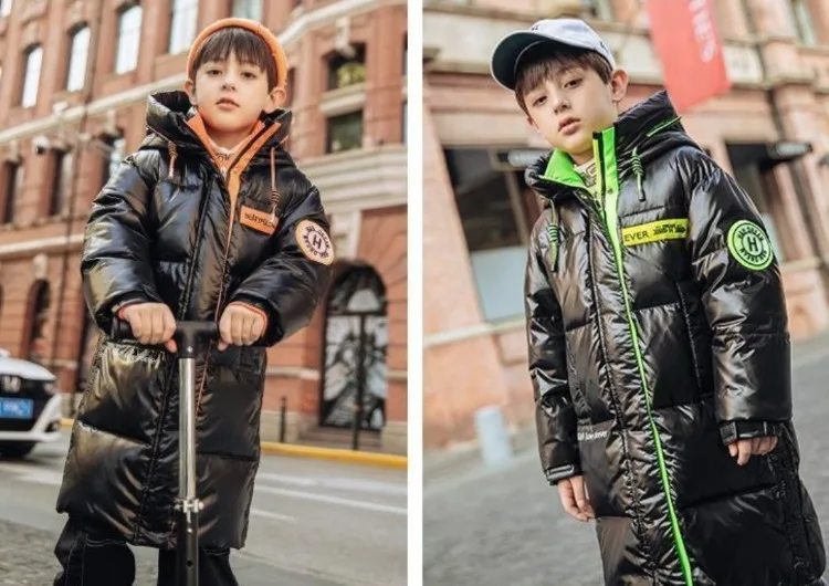 Boys Mid-Length Glossy Down Jacket Fleece Lined Thermal 2025 Winter New Stylish Big Boys Cotton Coat Boys Mid-Length Glossy Down Jacket Fleece Lined Thermal 2025 Winter New Stylish Big Boys Cotton Coat