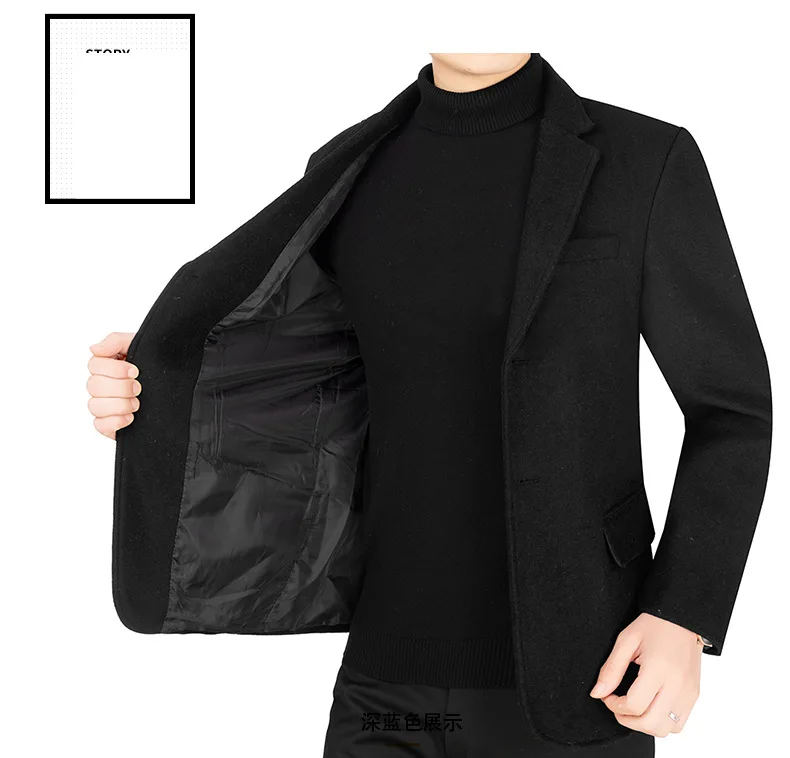 2025 Autumn Winter Man Blazer Simple Solid Color Business Casual Male Suit Coat Turn Down Collar Long Sleeve Men Outerwear