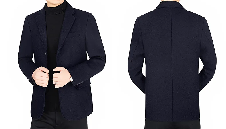 2025 Autumn Winter Man Blazer Simple Solid Color Business Casual Male Suit Coat Turn Down Collar Long Sleeve Men Outerwear