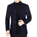 2025 Autumn Winter Man Blazer Simple Solid Color Business Casual Male Suit Coat Turn Down Collar Long Sleeve Men Outerwear - Image 3