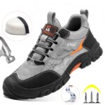 Men Safety Work Shoes Plastic Toe Safety Boots Fashion Lightweight Comfort Working Sneakers Anti-puncture Indestructible Shoes