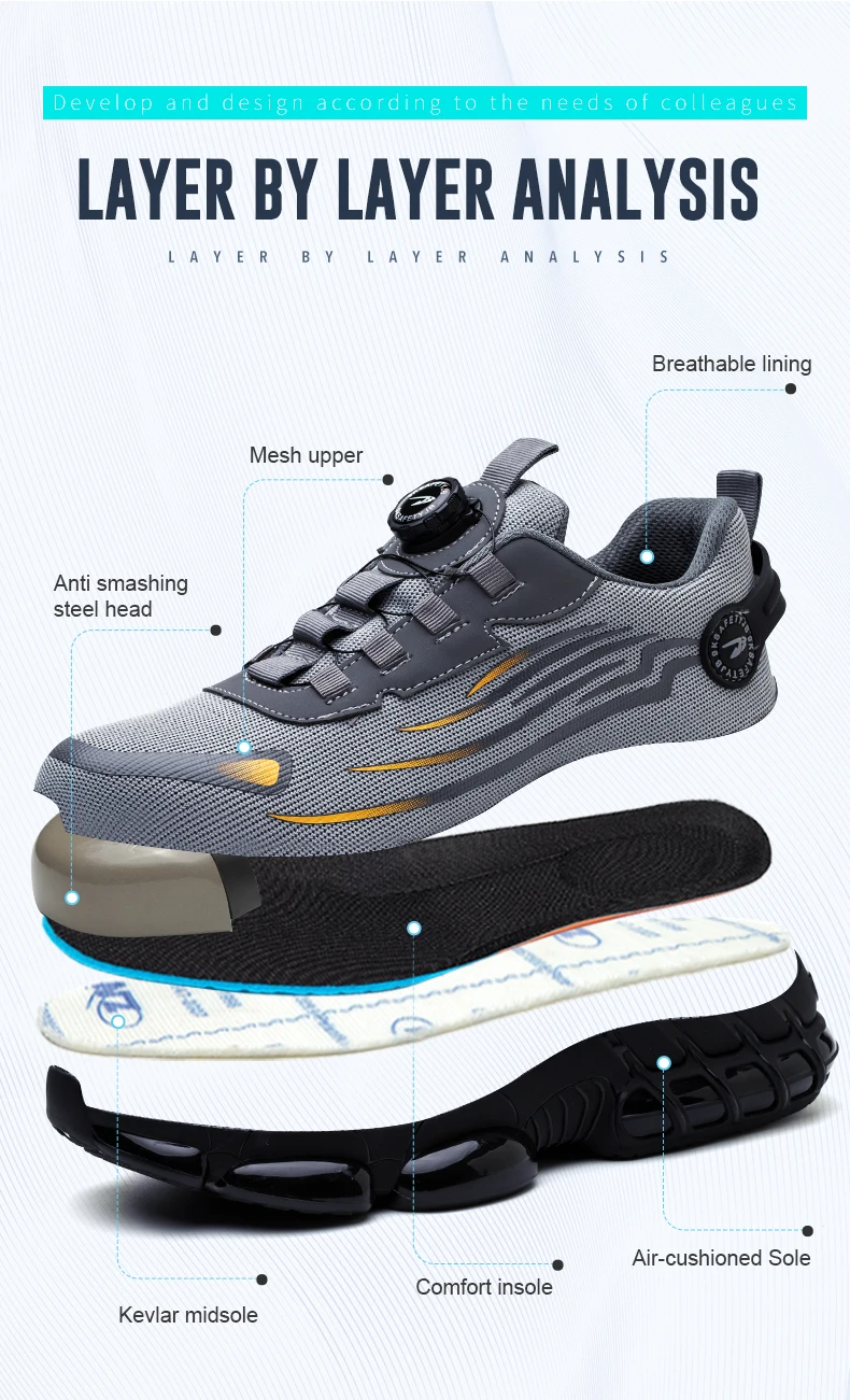 Rotating Button New Safety Shoes Men Anti-smash Anti-puncture Work Shoes Fashion Men Sport Shoes Security Protective Boots Men Rotating Button New Safety Shoes Men Anti-smash Anti-puncture Work Shoes Fashion Men Sport Shoes Security Protective Boots Men