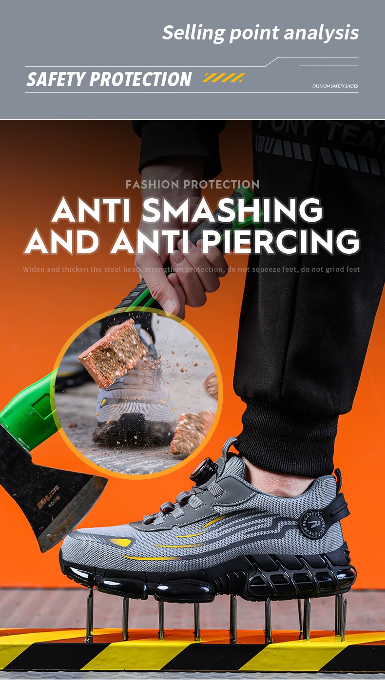 Rotating Button New Safety Shoes Men Anti-smash Anti-puncture Work Shoes Fashion Men Sport Shoes Security Protective Boots Men Rotating Button New Safety Shoes Men Anti-smash Anti-puncture Work Shoes Fashion Men Sport Shoes Security Protective Boots Men