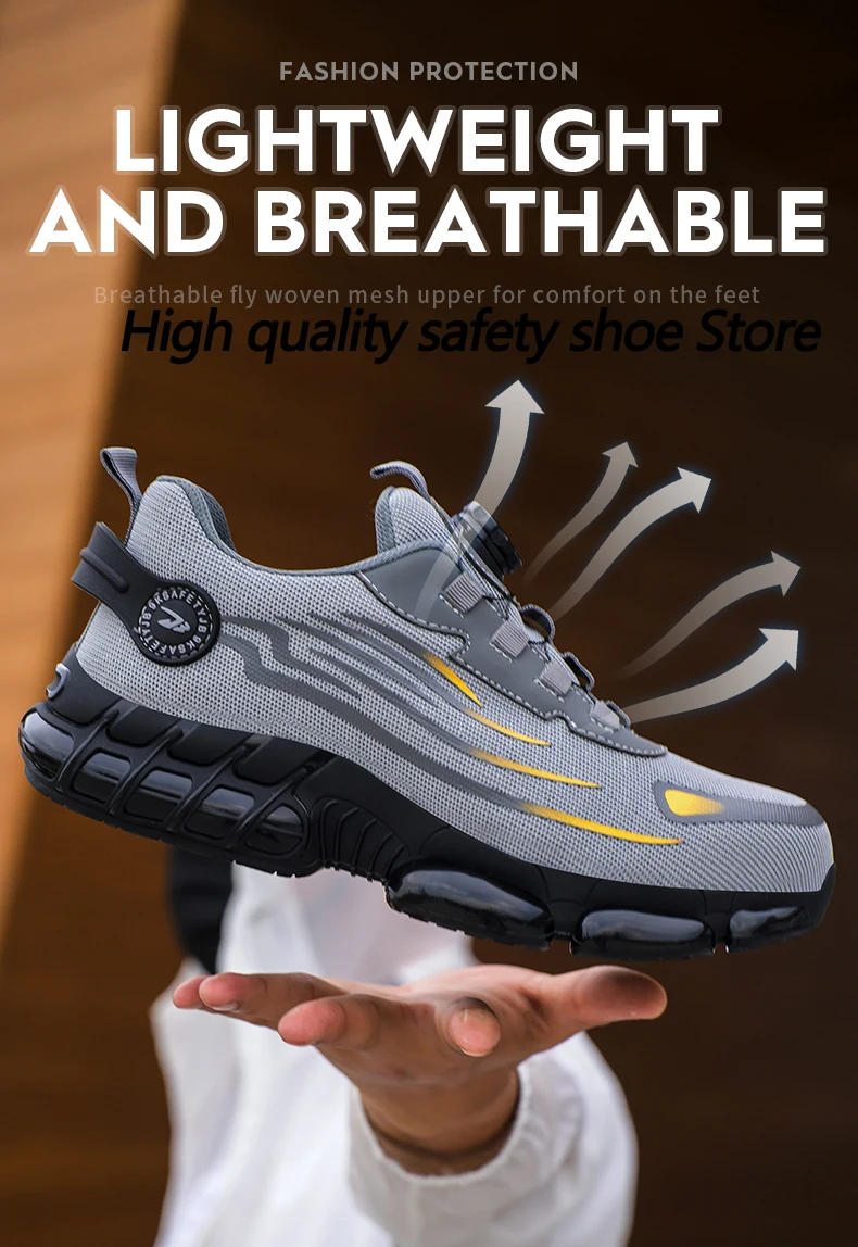 Rotating Button New Safety Shoes Men Anti-smash Anti-puncture Work Shoes Fashion Men Sport Shoes Security Protective Boots Men Rotating Button New Safety Shoes Men Anti-smash Anti-puncture Work Shoes Fashion Men Sport Shoes Security Protective Boots Men