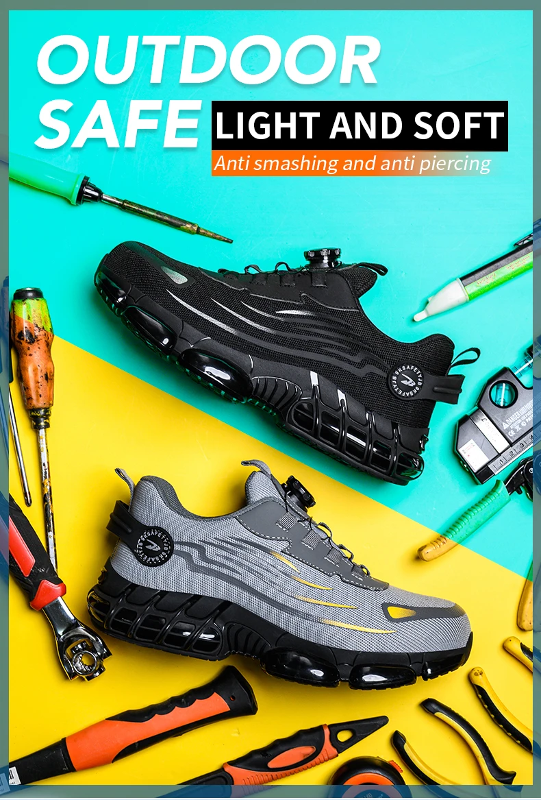 Rotating Button New Safety Shoes Men Anti-smash Anti-puncture Work Shoes Fashion Men Sport Shoes Security Protective Boots Men Rotating Button New Safety Shoes Men Anti-smash Anti-puncture Work Shoes Fashion Men Sport Shoes Security Protective Boots Men