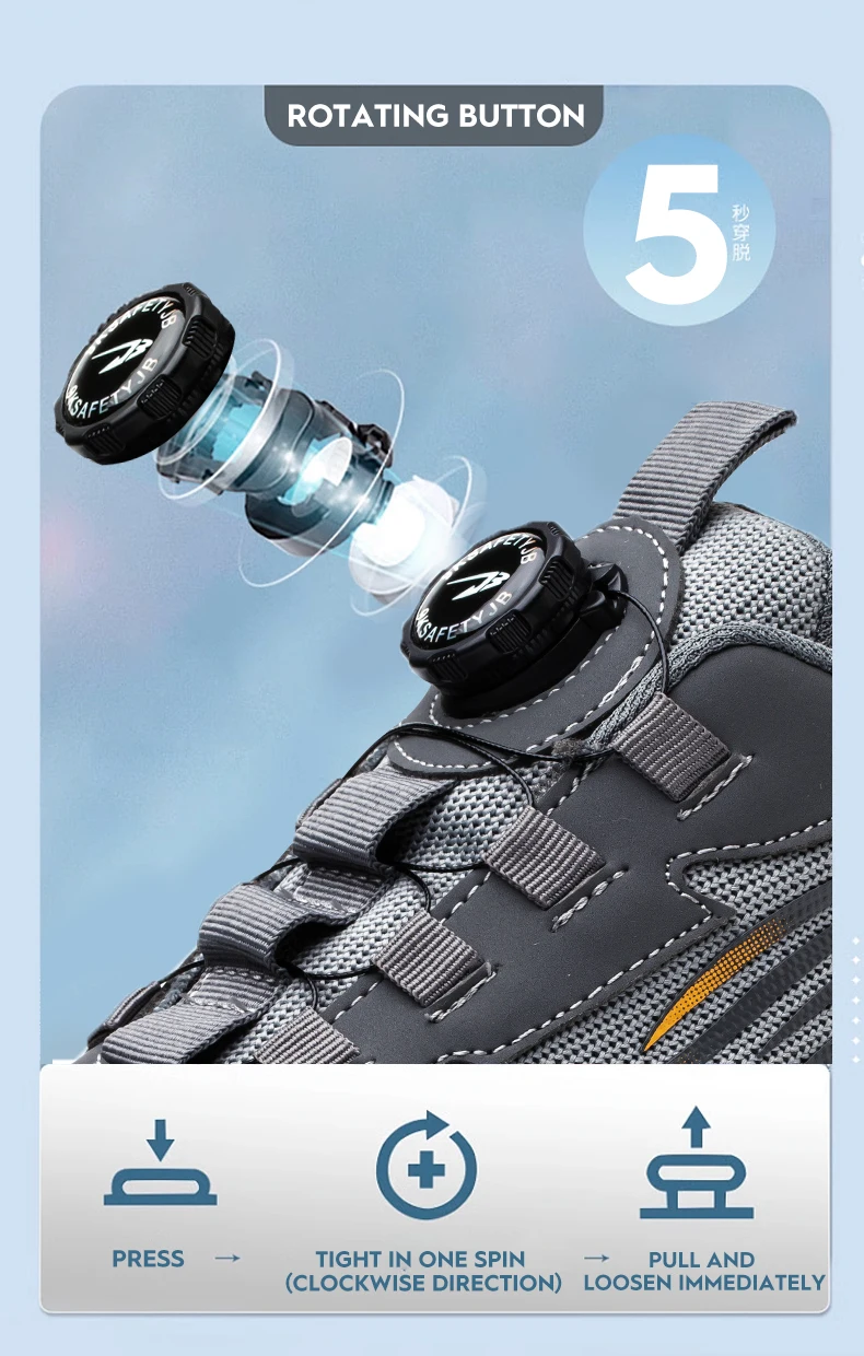 Rotating Button New Safety Shoes Men Anti-smash Anti-puncture Work Shoes Fashion Men Sport Shoes Security Protective Boots Men Rotating Button New Safety Shoes Men Anti-smash Anti-puncture Work Shoes Fashion Men Sport Shoes Security Protective Boots Men