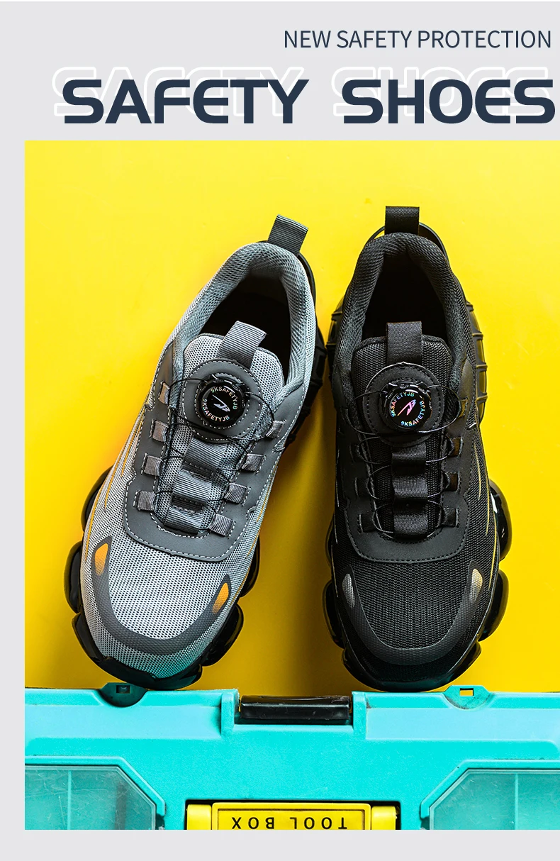 Rotating Button New Safety Shoes Men Anti-smash Anti-puncture Work Shoes Fashion Men Sport Shoes Security Protective Boots Men Rotating Button New Safety Shoes Men Anti-smash Anti-puncture Work Shoes Fashion Men Sport Shoes Security Protective Boots Men