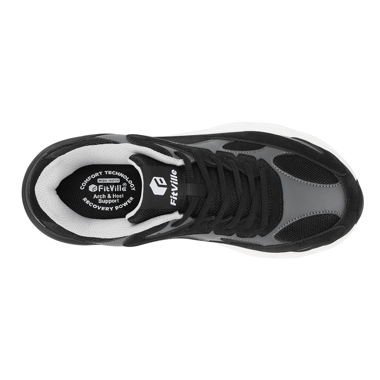 Fitville Extra Wide Walking Shoes for Men Wide Cushioned Sports Shoes For Swollen Feet Flat Feet Arch Fit Relieve Heel Pain