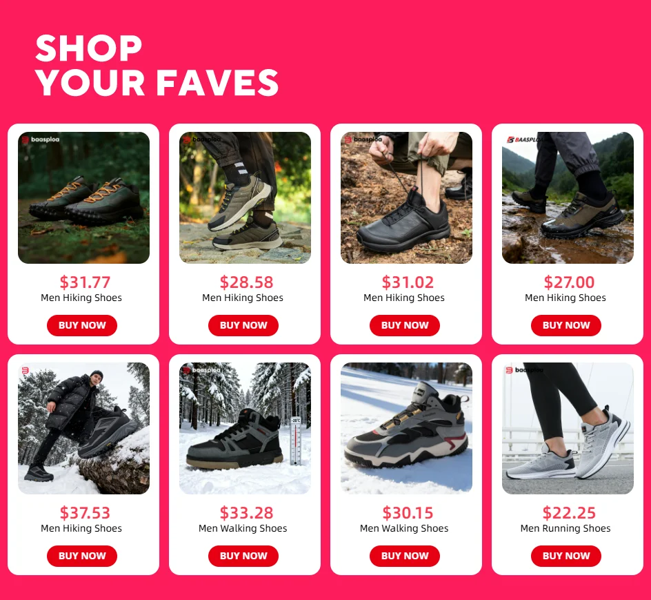 New Baasploa Men's Winter Cotton Shoes Thickened Men's Shoes Outdoor Non-Slip Waterproof Men's Casual Sports Walking Shoes