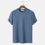 Men Summer Solid Color Round Neck Basic T-Shirts - Image 2