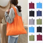 Reusable Bags Large Washable Shopping Bags Foldable Eco-Friendly Pocket Handbags For Travel Cartoon Cactus Printing Tote Bag